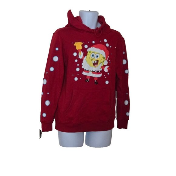 Nickelodeon Spongebob Squarepants Christmas Red Hoodie Size Medium Unisex - Picture 1 of 7